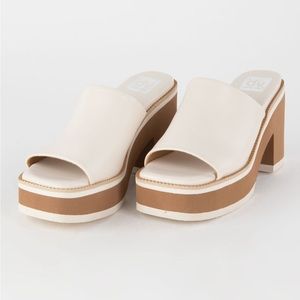 DOLCE VITA Nikole Platform Heel Womens Slide Sandals Cream Tan White Size 10